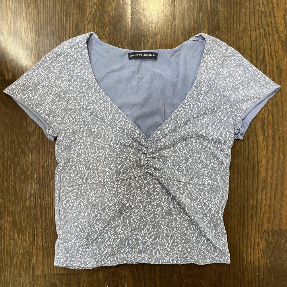 Brandy Melville; Gina Top in Blue with Floral